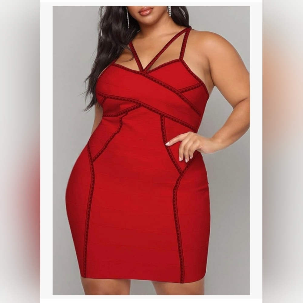 Hybrid & Company Elegance V Neck Stretch Chic Bandage Dress #975